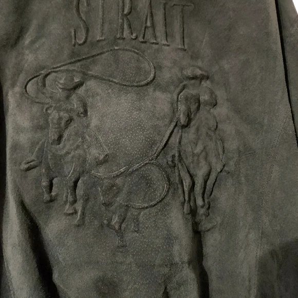 Vintage George Strait 80's Country Suede Leather Letterman Bomber Jacket Unisex - Picture 13 of 16